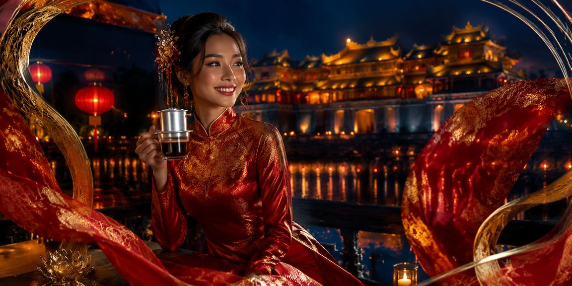 Thiếu nữ áo dài Huế trong không khí casino và cá cược trực tuyến tại miền Trung Việt Nam
